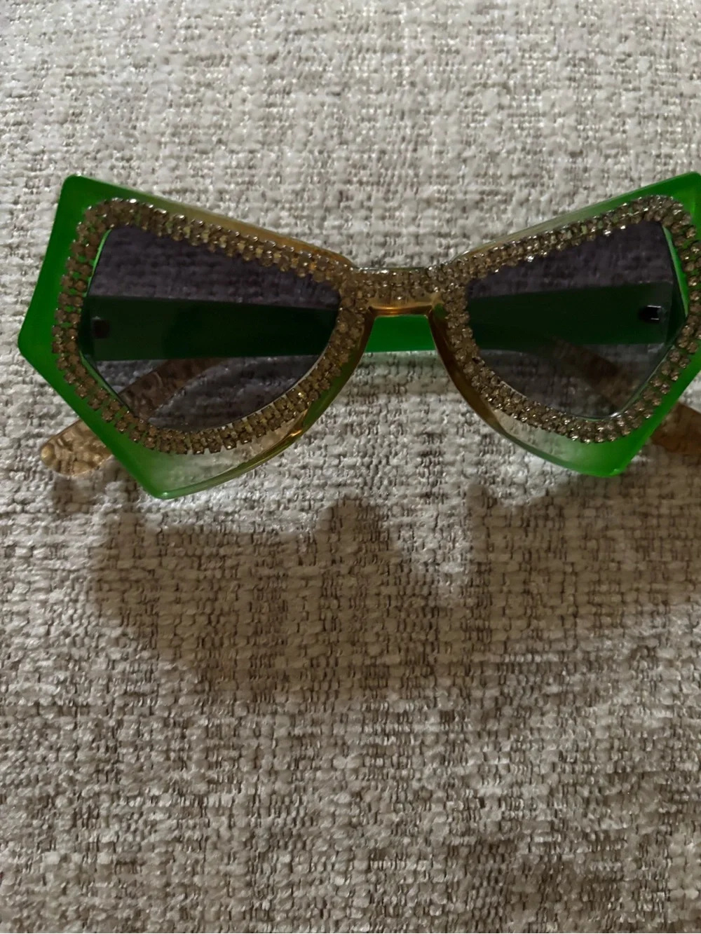 Green Crystal-Embellished Cat-Eye Sunglasses - Women Accessories